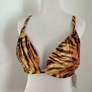 Shade & Shore Tiger-Stripe Bikini Top in Brown and Black
